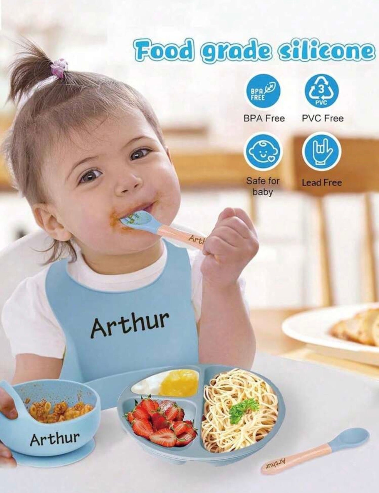 8pcs Baby silicone set, Personalized Name Baby, Multi-Functional